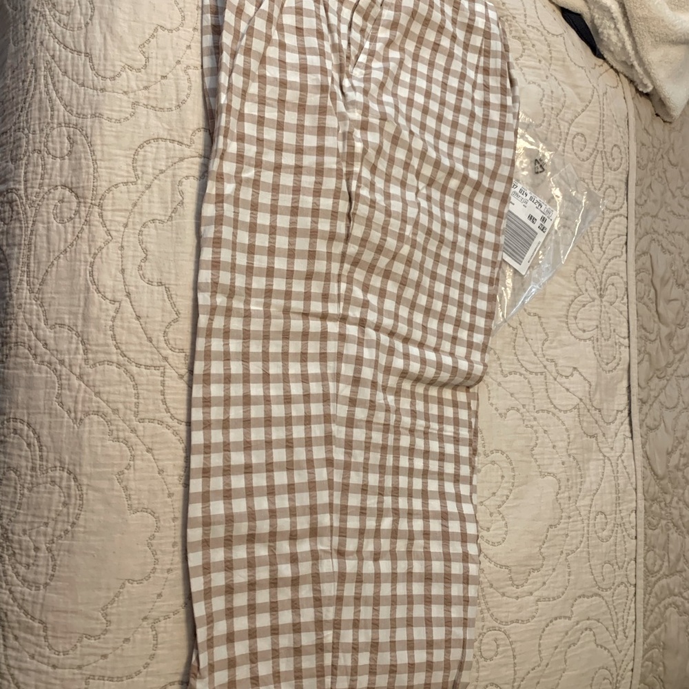 Plus size Cropped linen gingham check